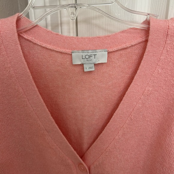 Y2K LOFT  Balloon Sleeve V-Neck Cardigan Pink Cottage Sz S Fairy Whimsy College‎ - Picture 4 of 12